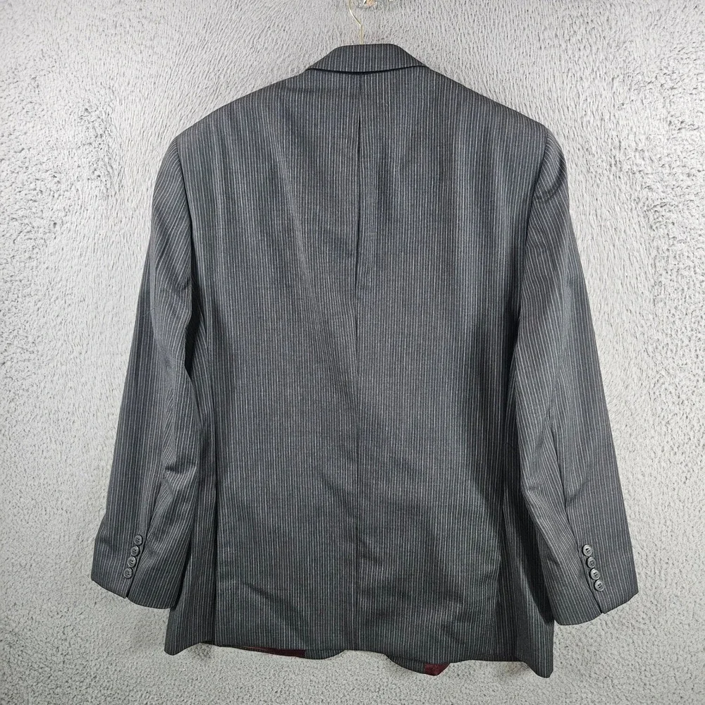 John Varvatos USA Bedford Suit Mens 42R Grey Pinstripe 100% Wool 2PC 35x28 Pants